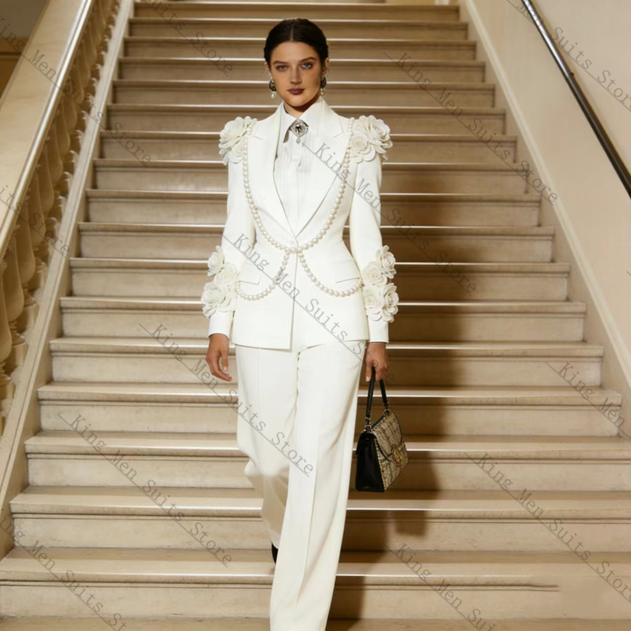 Women Formal Wear Trousers - Completo tailleur da donna bianco di