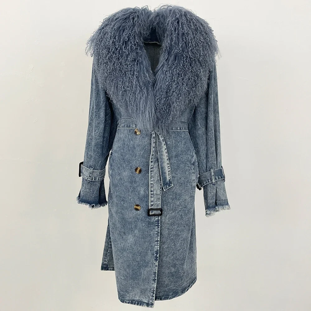 Trench Coat Formal - Giacca con collo in pelliccia mongola